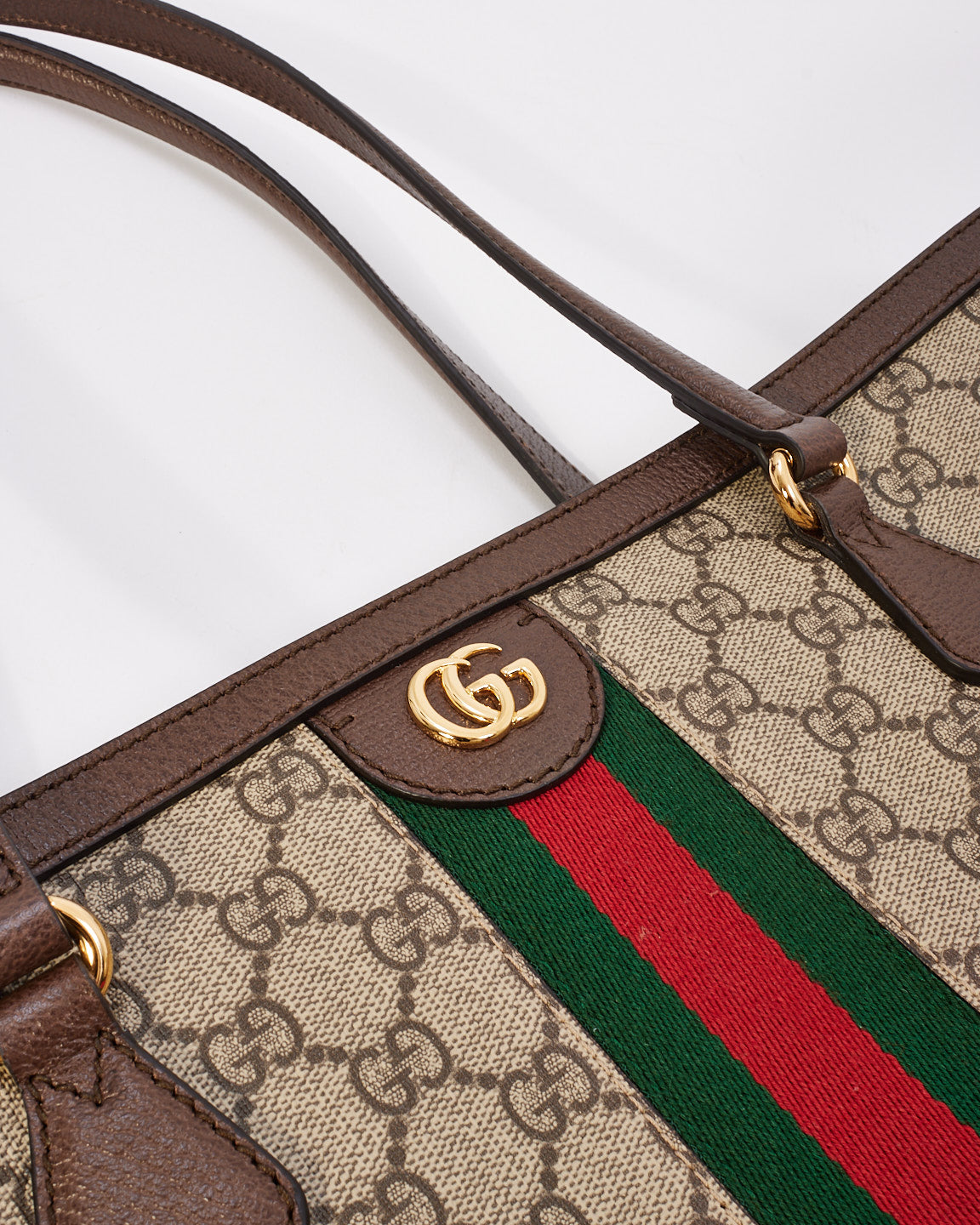 Gucci Brown GG Supreme Canvas Medium Ophidia Web Tote Bag