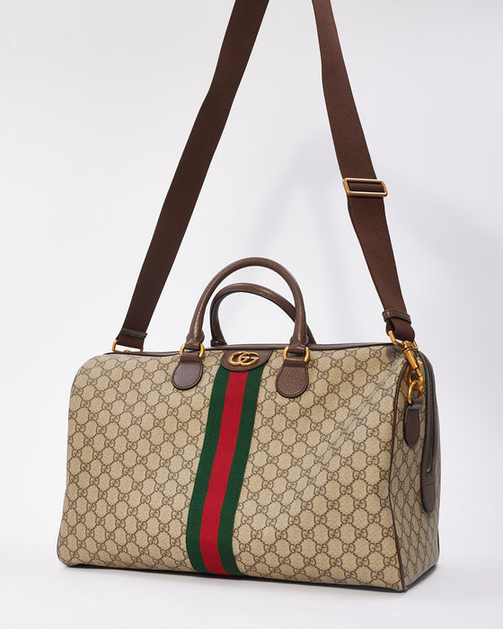 Gucci Brown Ophidia Monogram GG Supreme Canvas Savoy Medium Duffle Bag ...