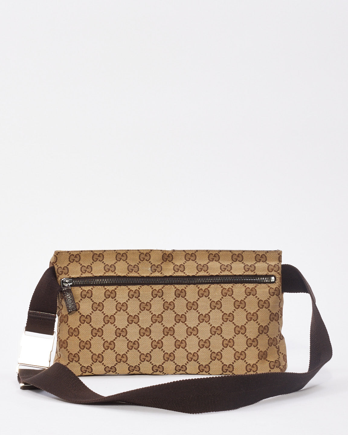 Gucci Brown GG Monogram Canvas Pocket Web Belt Bag