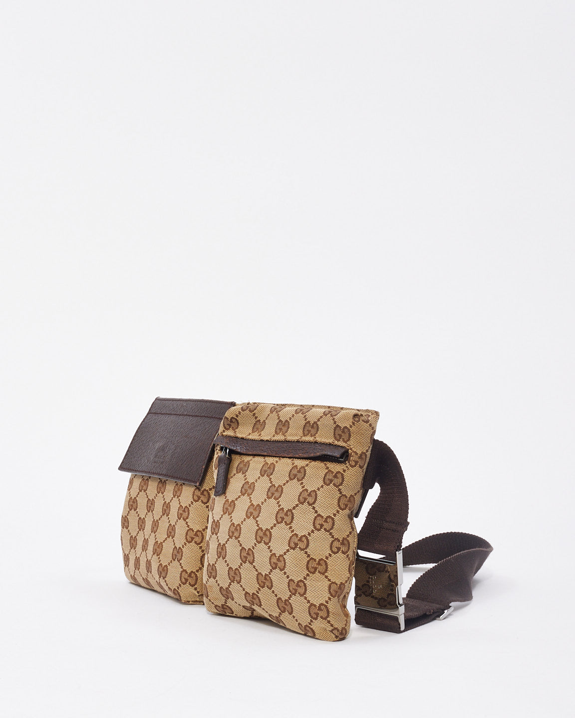 Gucci Brown GG Monogram Canvas Pocket Web Belt Bag