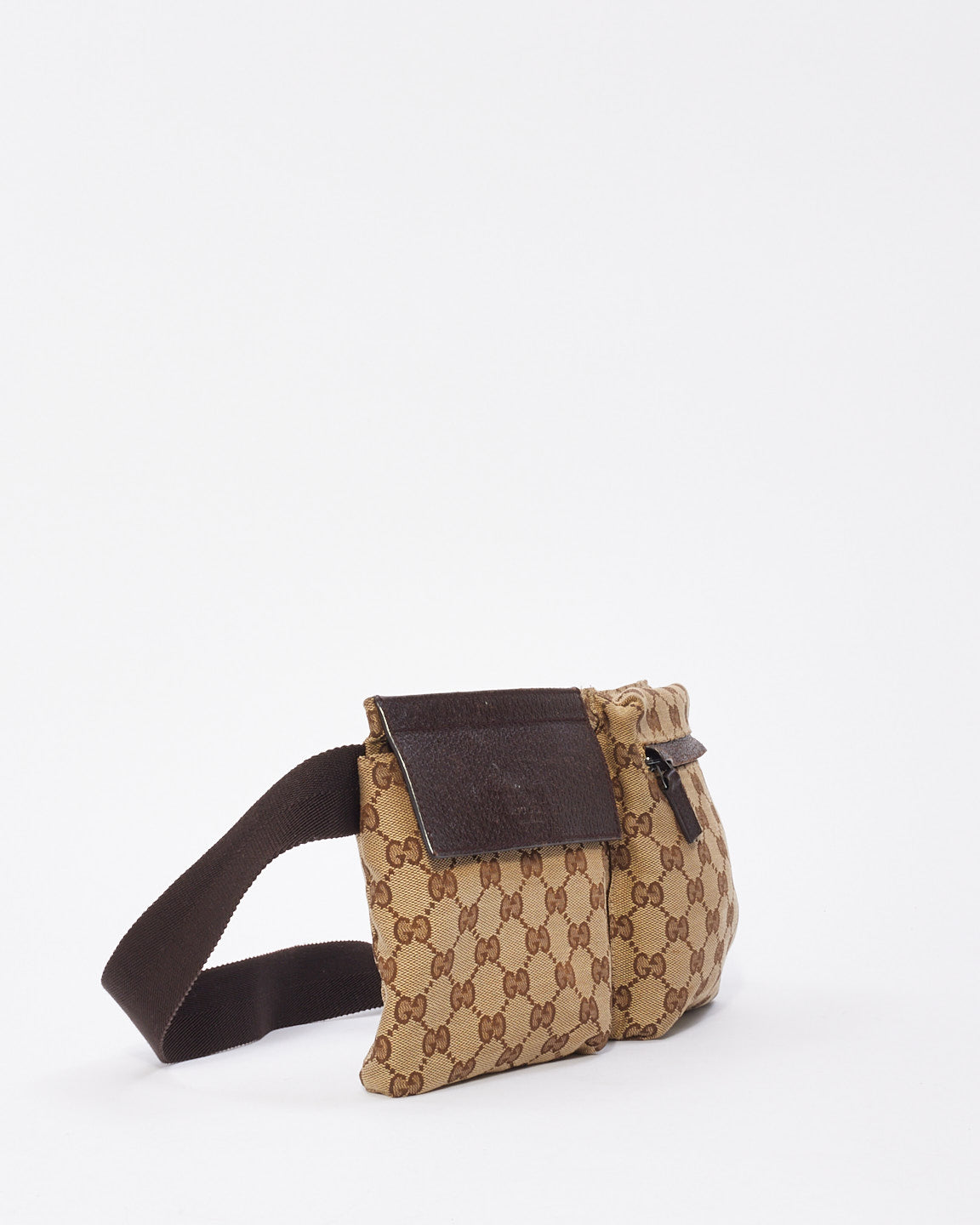 Gucci Brown GG Monogram Canvas Pocket Web Belt Bag