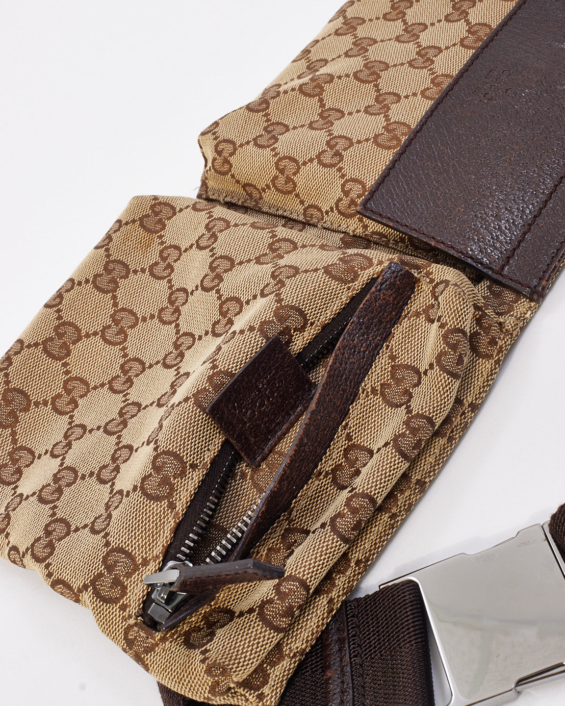 Gucci Brown GG Monogram Canvas Pocket Web Belt Bag