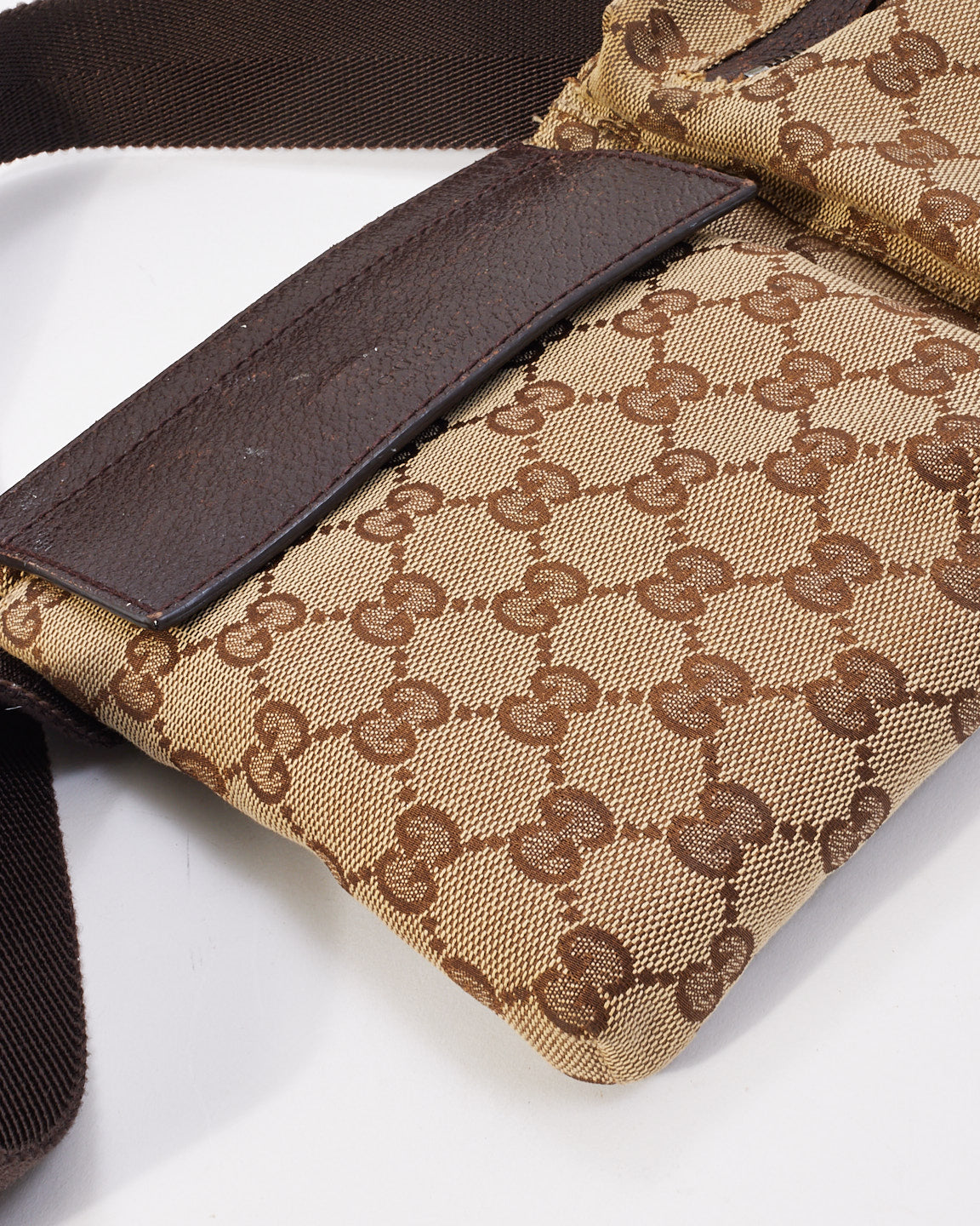 Gucci Brown GG Monogram Canvas Pocket Web Belt Bag