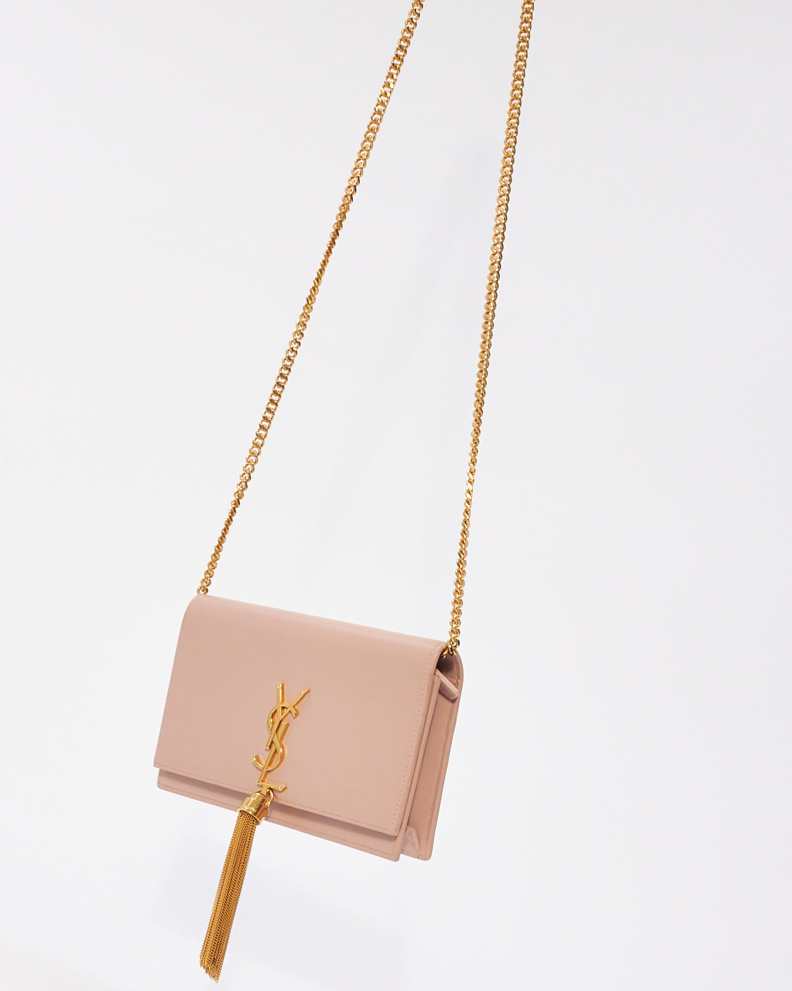 Saint Laurent Pink Smooth Leather Kate Tassel Wallet On Chain Bag