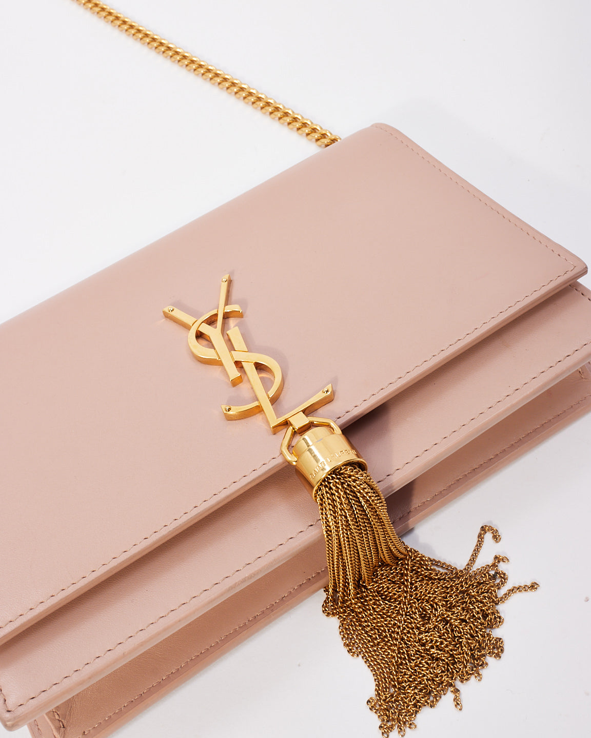 Saint Laurent Pink Smooth Leather Kate Tassel Wallet On Chain Bag