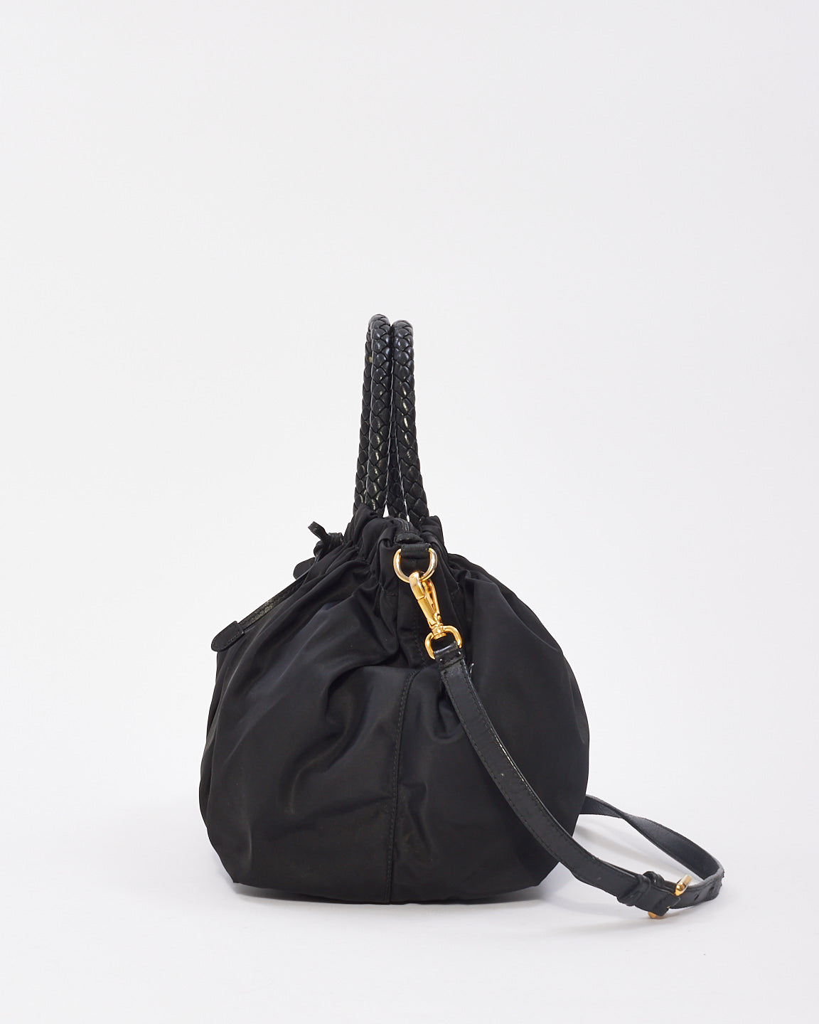 Prada Black Nylon Tessuto Bow Doctor Tote with Strap