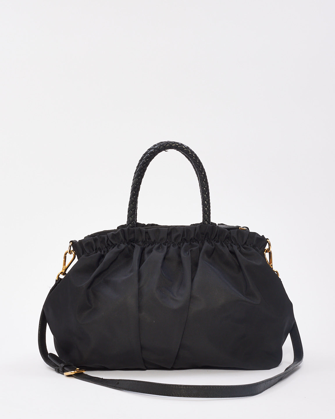 Prada Black Nylon Tessuto Bow Doctor Tote with Strap