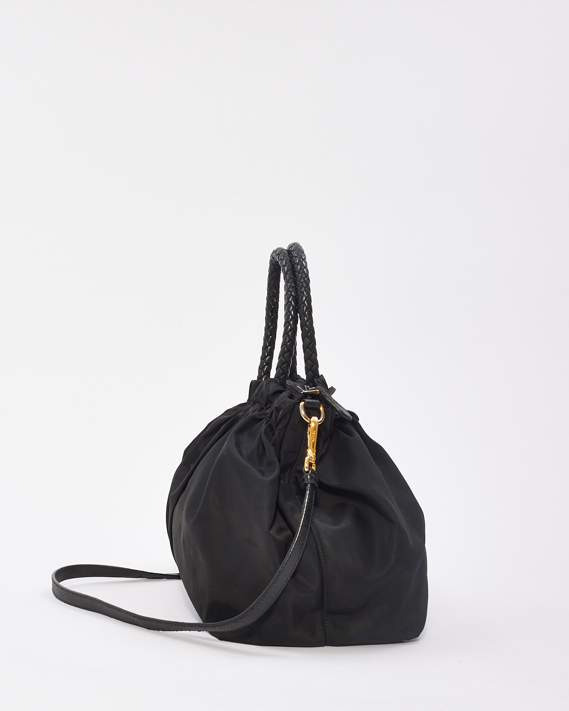 Prada Black Nylon Tessuto Bow Doctor Tote with Strap