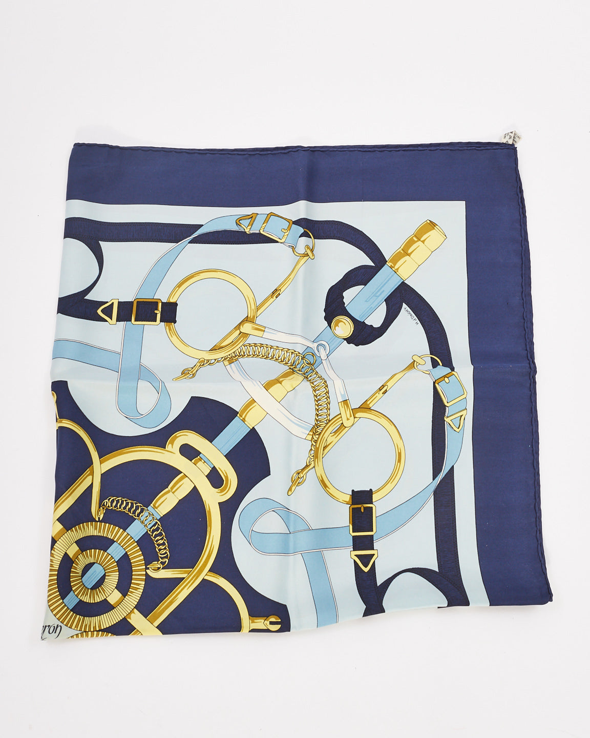 Hermès Blue Silk Eperon Dor Scarf 90