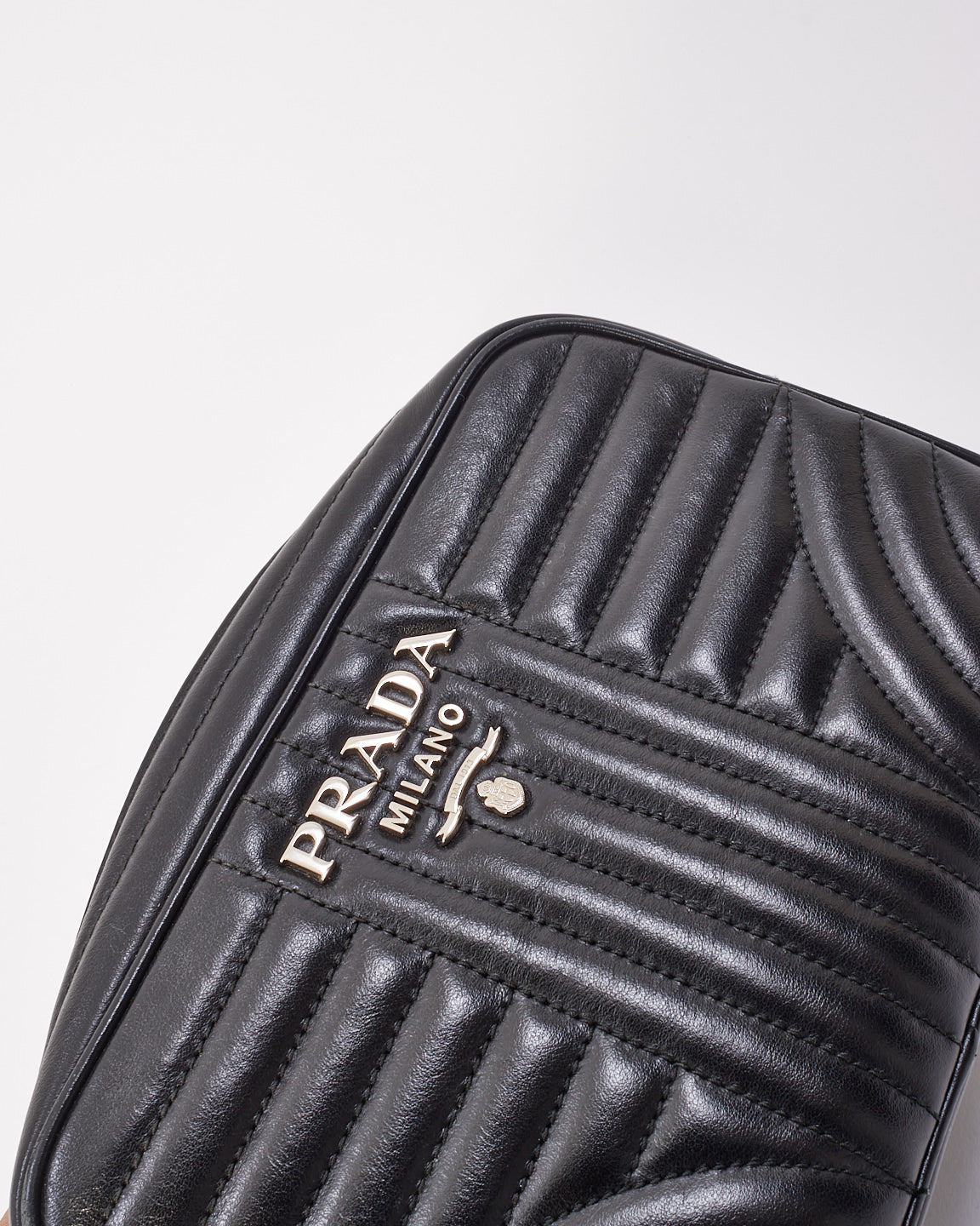 Prada Black Leather Diagramme Shoulder Bag