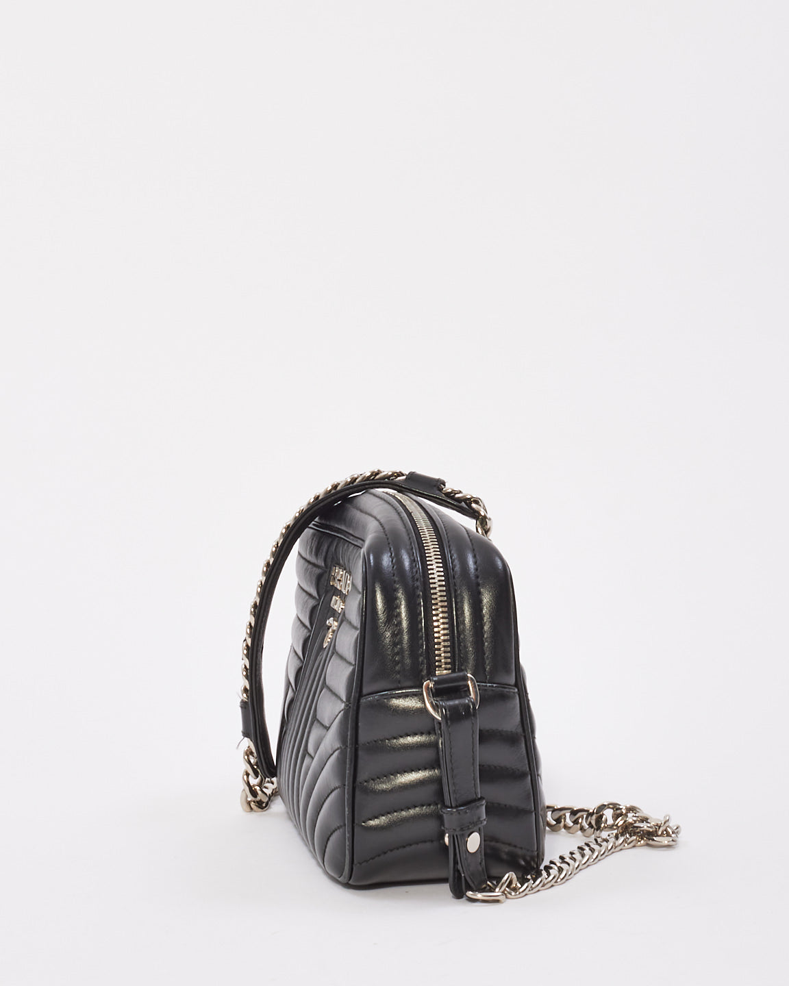 Prada Black Leather Diagramme Shoulder Bag