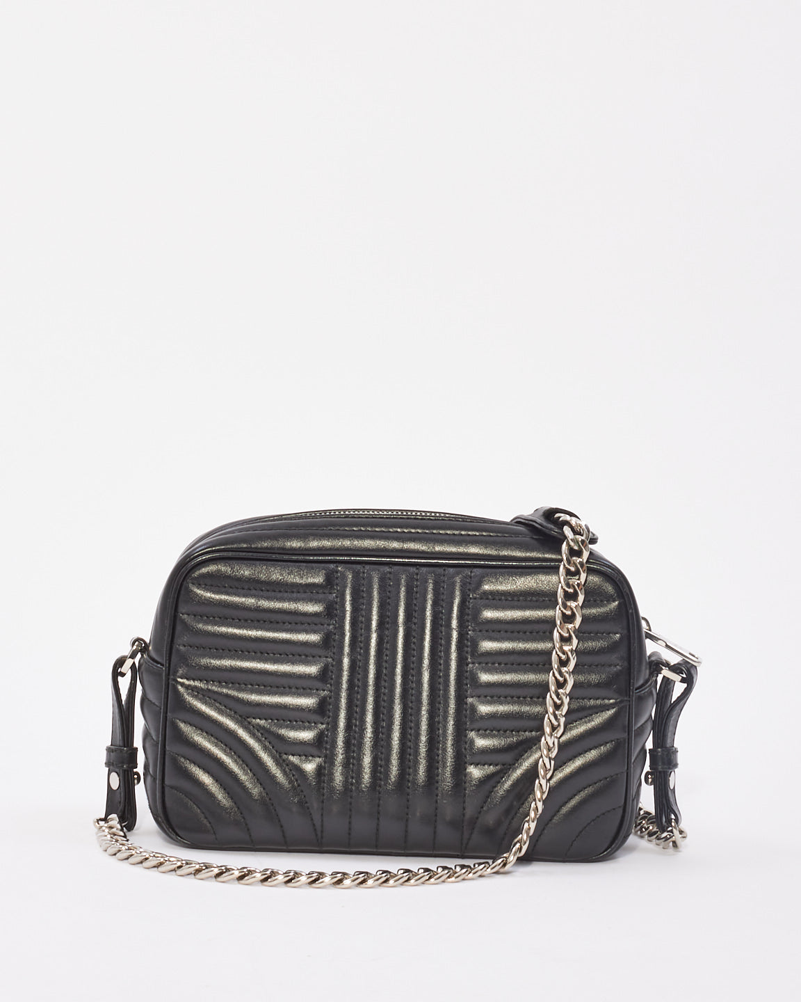 Prada Black Leather Diagramme Shoulder Bag