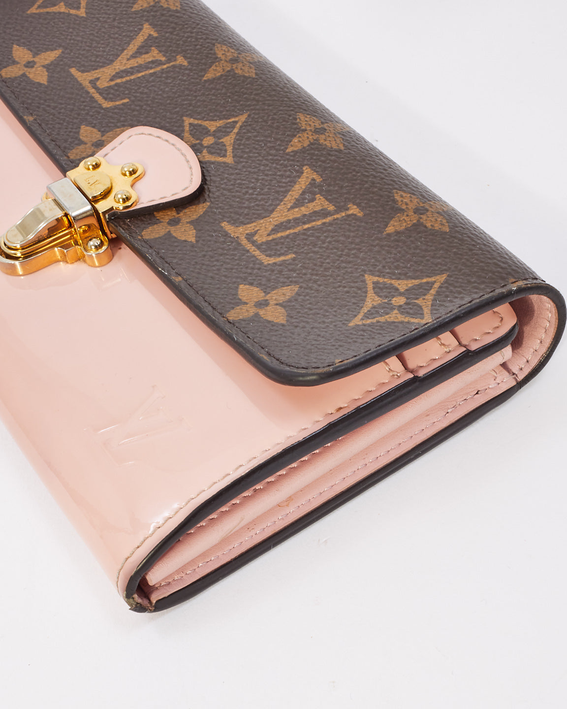 Louis Vuitton Monogram & Pink Vernis Canvas Cherrywood Long Wallet