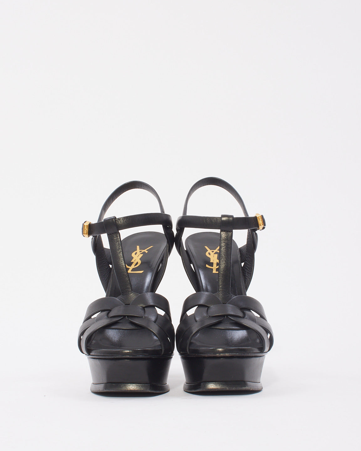 Saint Laurent Black Leather Tribute Platform Sandals - 38