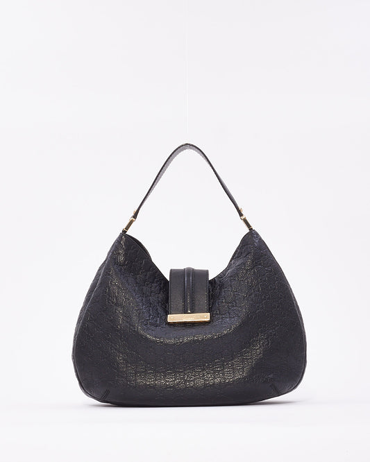 Gucci Black Leather Guccissima Hobo Bag