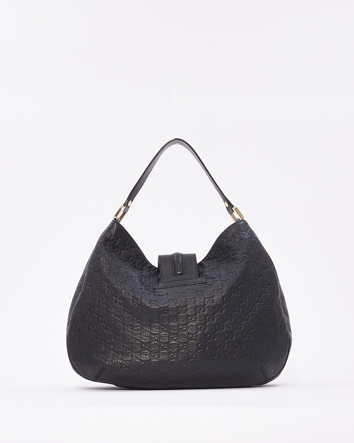 Gucci Black Leather Guccissima Hobo Bag