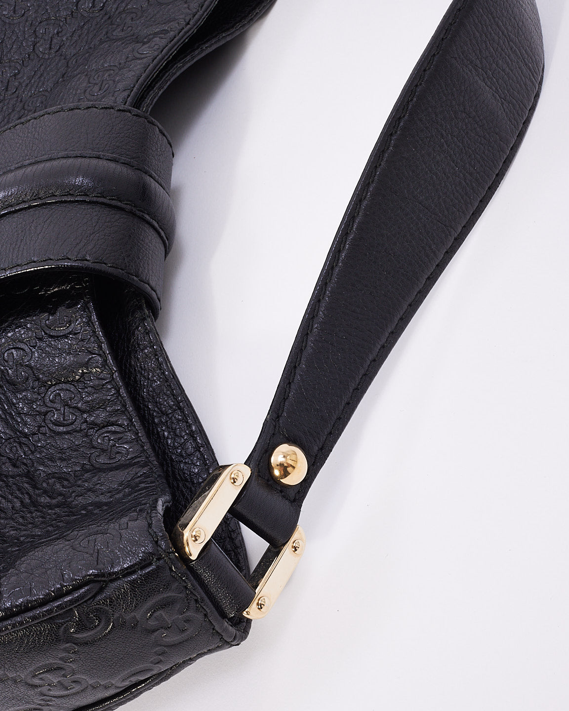 Gucci Black Leather Guccissima Hobo Bag