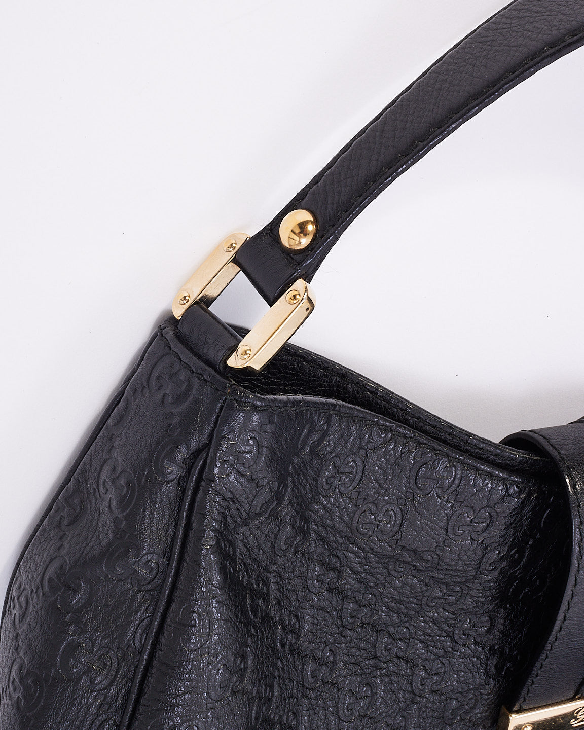 Gucci Black Leather Guccissima Hobo Bag