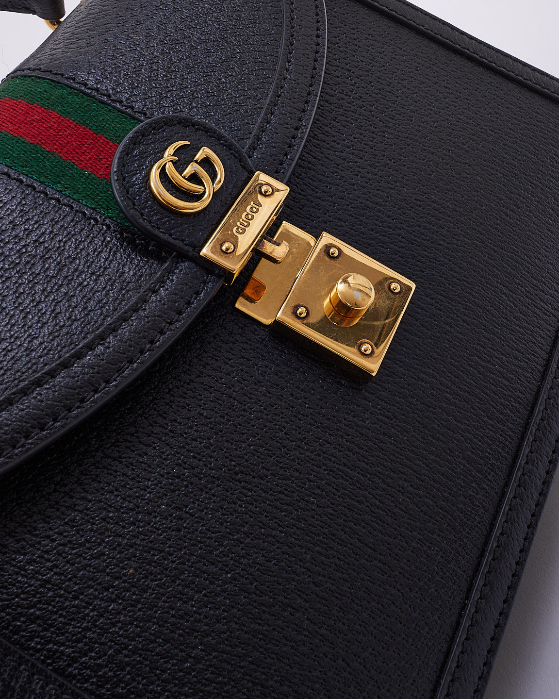 Gucci Black Leather Ophidia Small Top Handle