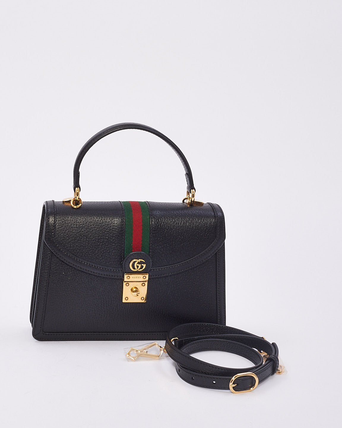 Gucci Black Leather Ophidia Small Top Handle