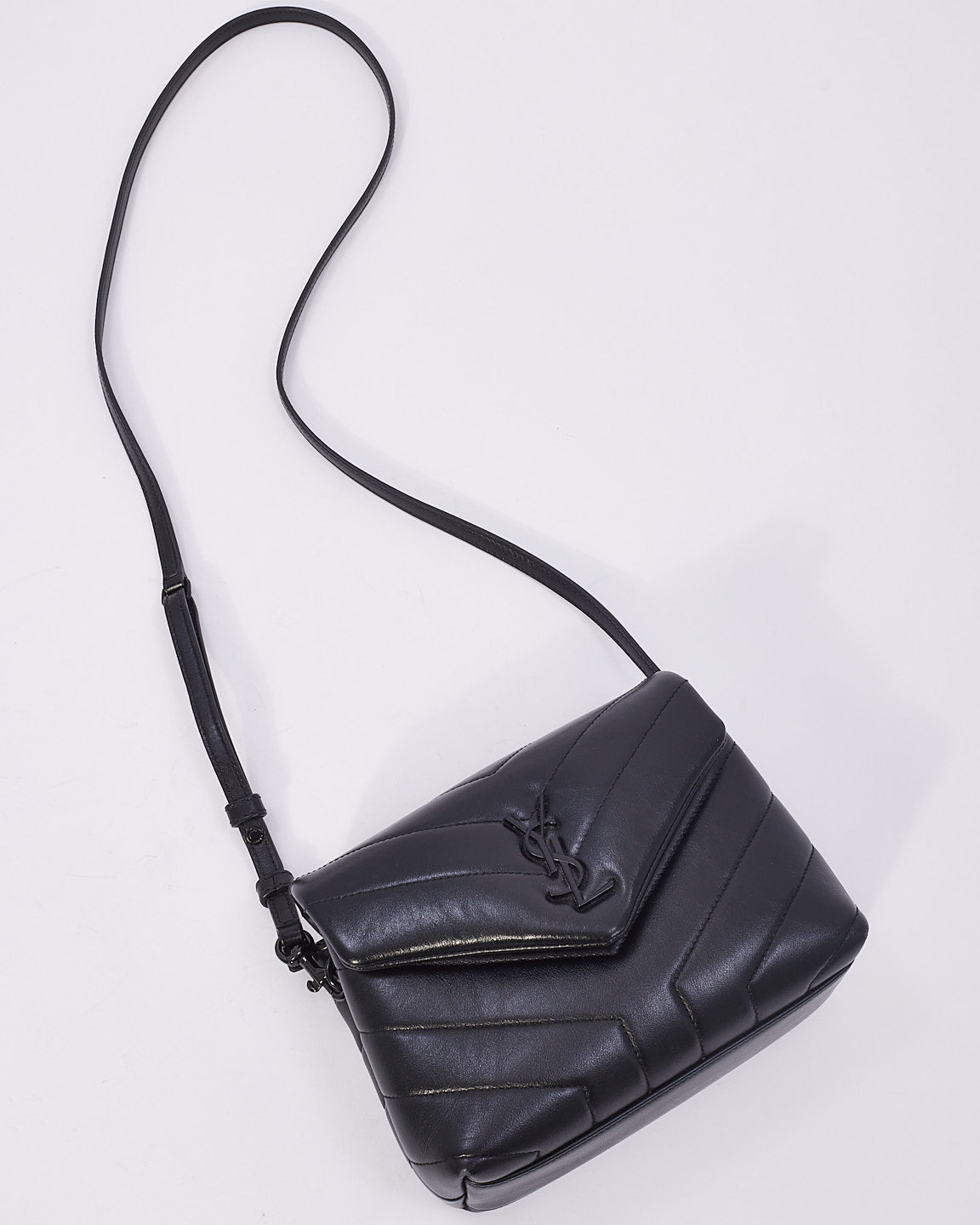 Saint Laurent Black Y Quilted Leather Toy Loulou Crossbody Bag