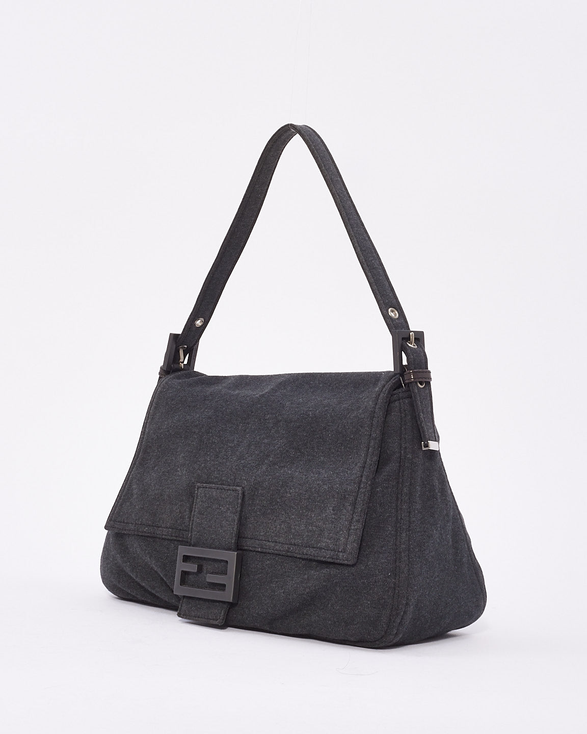 Fendi Grey Cotton Mama Baguette Shoulder Bag