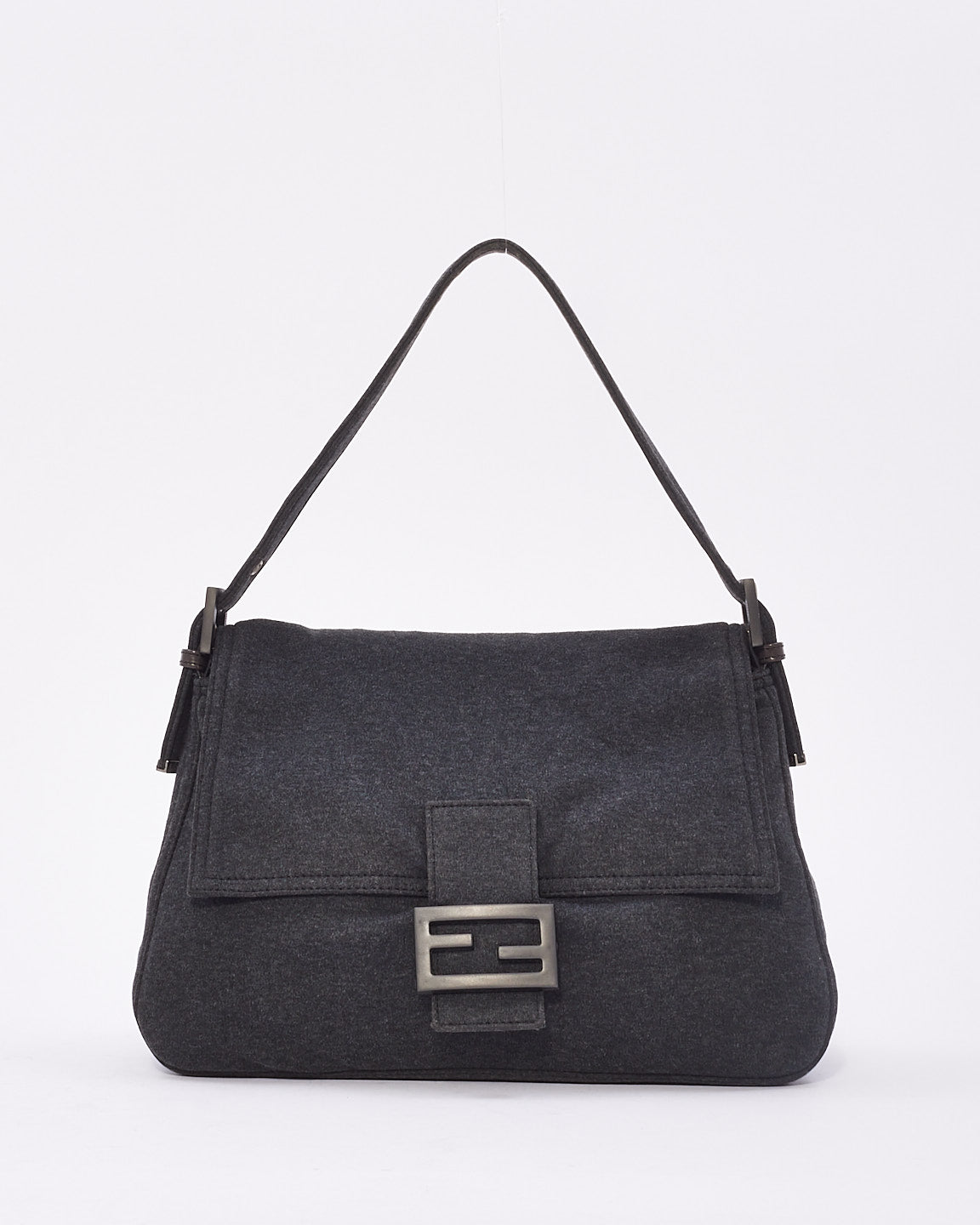 Fendi Grey Cotton Mama Baguette Shoulder Bag