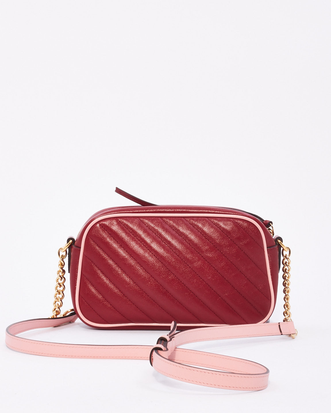 Gucci Red Leather Small Torchon GG Marmont Crossbody Bag