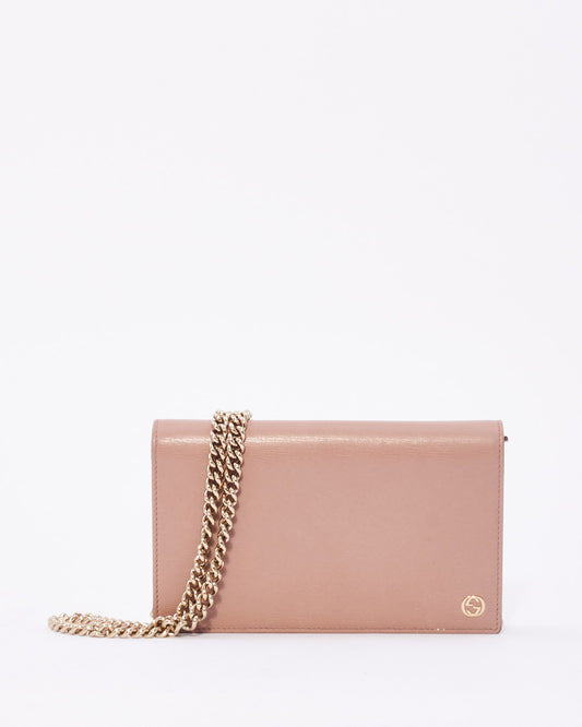 Gucci Pink Leather Betty Wallet on Chain Crossbody Bag