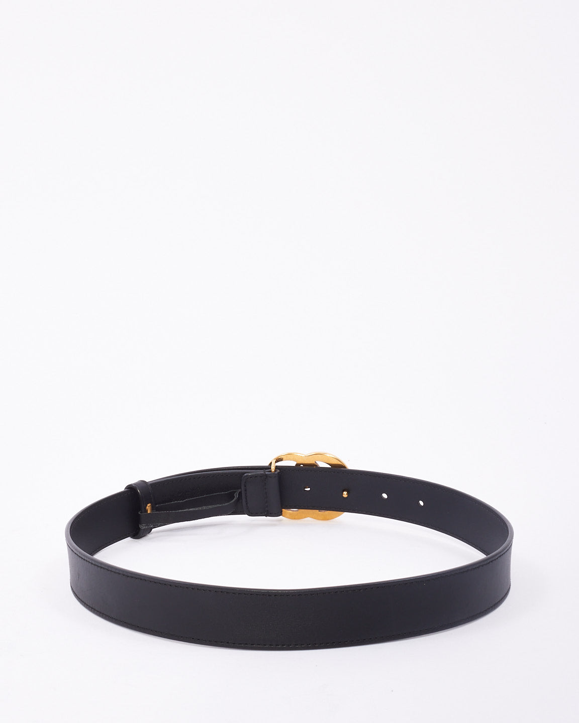 Gucci Black Leather Double GG Marmont Belt - 70/28