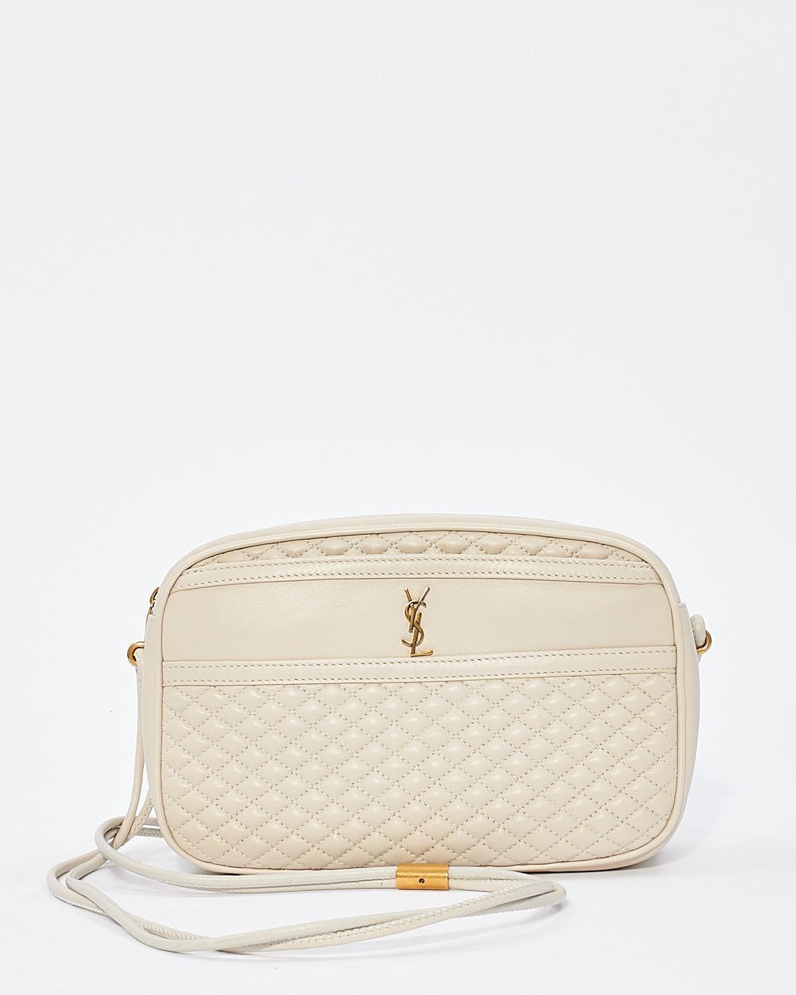 Saint Laurent Cream Leather Victoire Crossbody Handbag