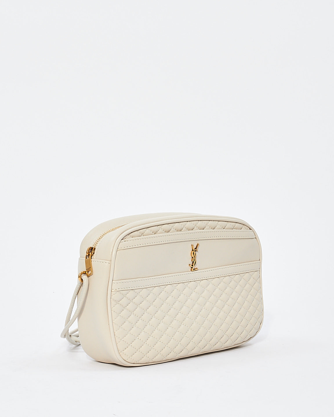 Saint Laurent Cream Leather Victoire Crossbody Handbag