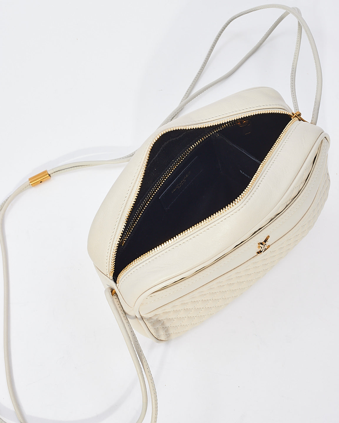 Saint Laurent Cream Leather Victoire Crossbody Handbag