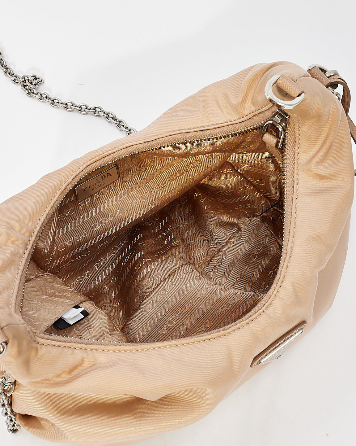 Prada Beige Nylon Tessuto 2006 Re-Edition Small Croissant Shoulder Bag