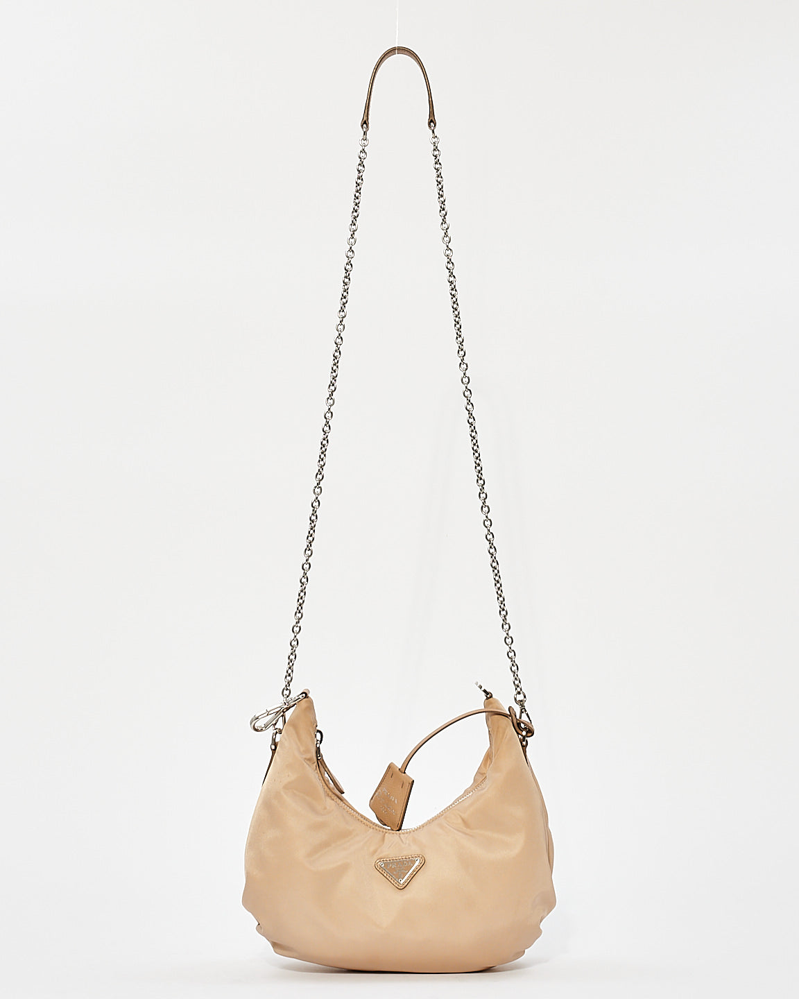 Prada Beige Nylon Tessuto 2006 Re-Edition Small Croissant Shoulder Bag