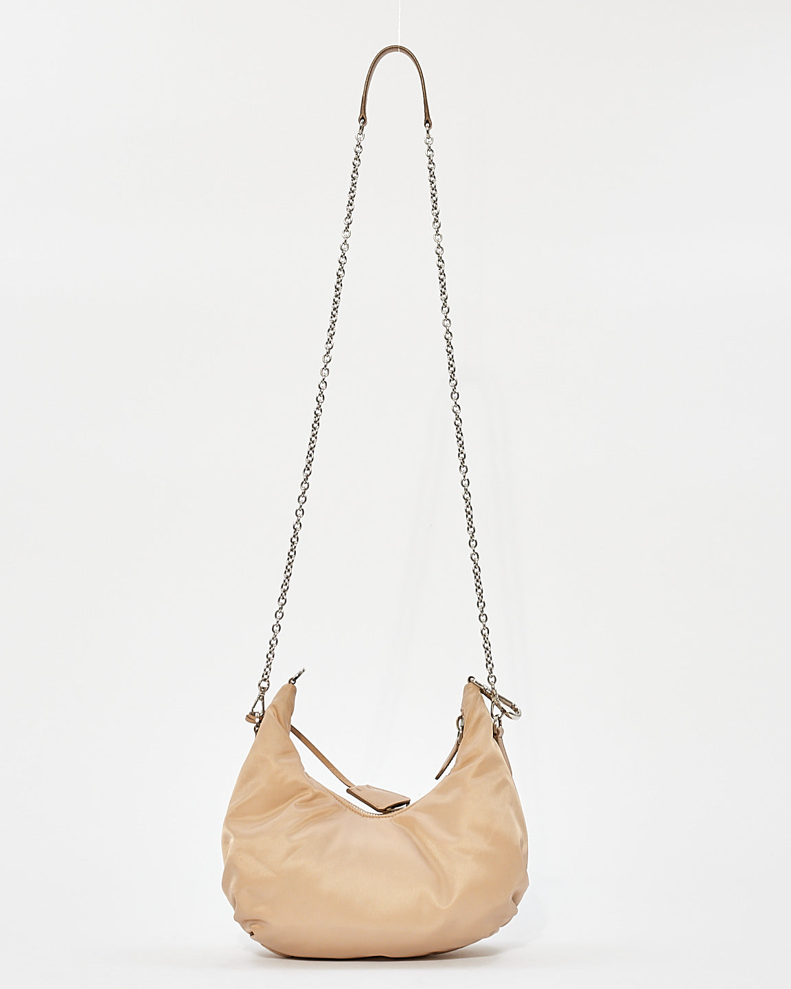 Prada Beige Nylon Tessuto 2006 Re-Edition Small Croissant Shoulder Bag