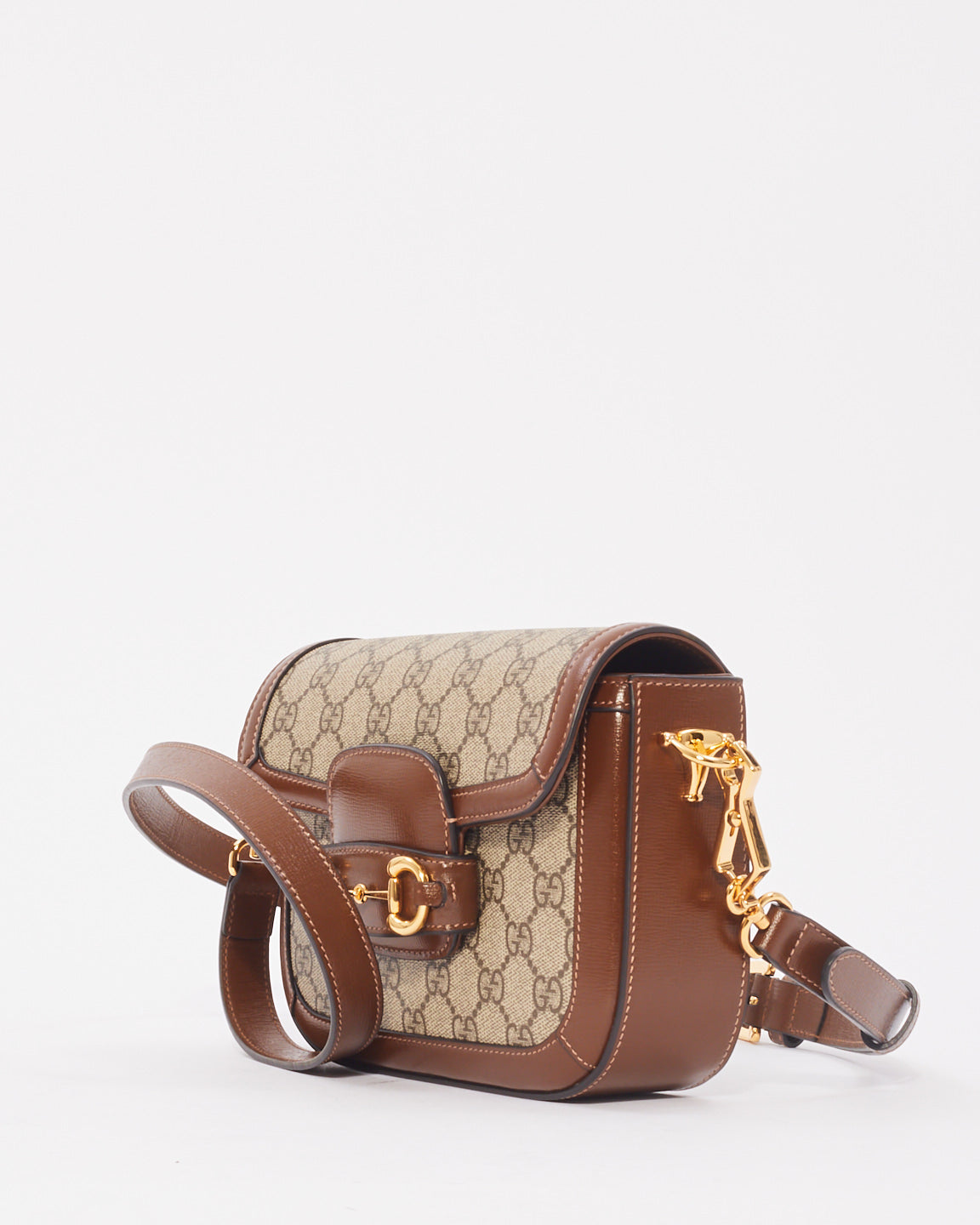 Gucci Mini Canvas Horsebit 1955 GG Strap Leather Cross Body Bag