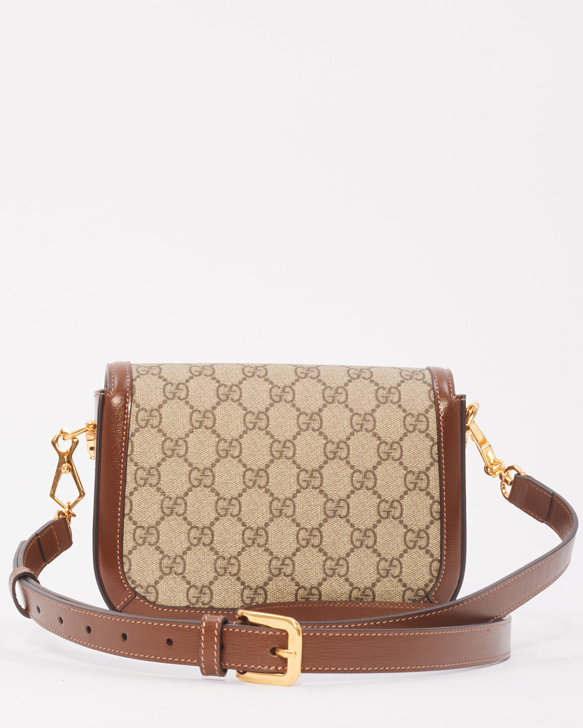 Gucci Mini Canvas Horsebit 1955 GG Strap Leather Cross Body Bag