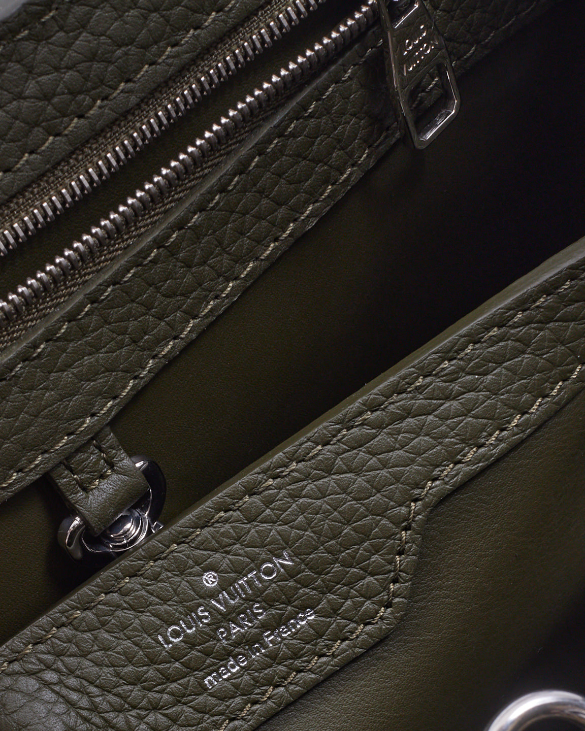 Louis Vuitton Khaki Green Leather with Python Handle Capucine BB Bag