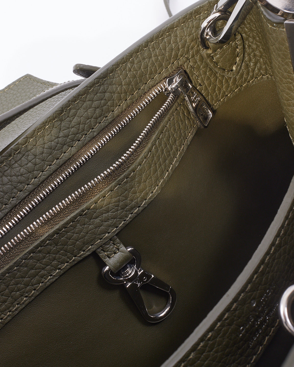 Louis Vuitton Khaki Green Leather with Python Handle Capucine BB Bag