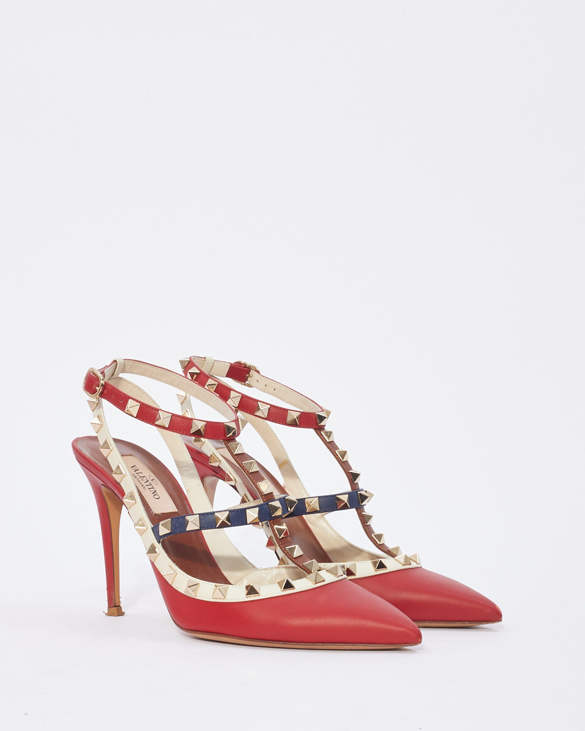 Valentino Red Rockstud Strap Sandal Heel - 37.5