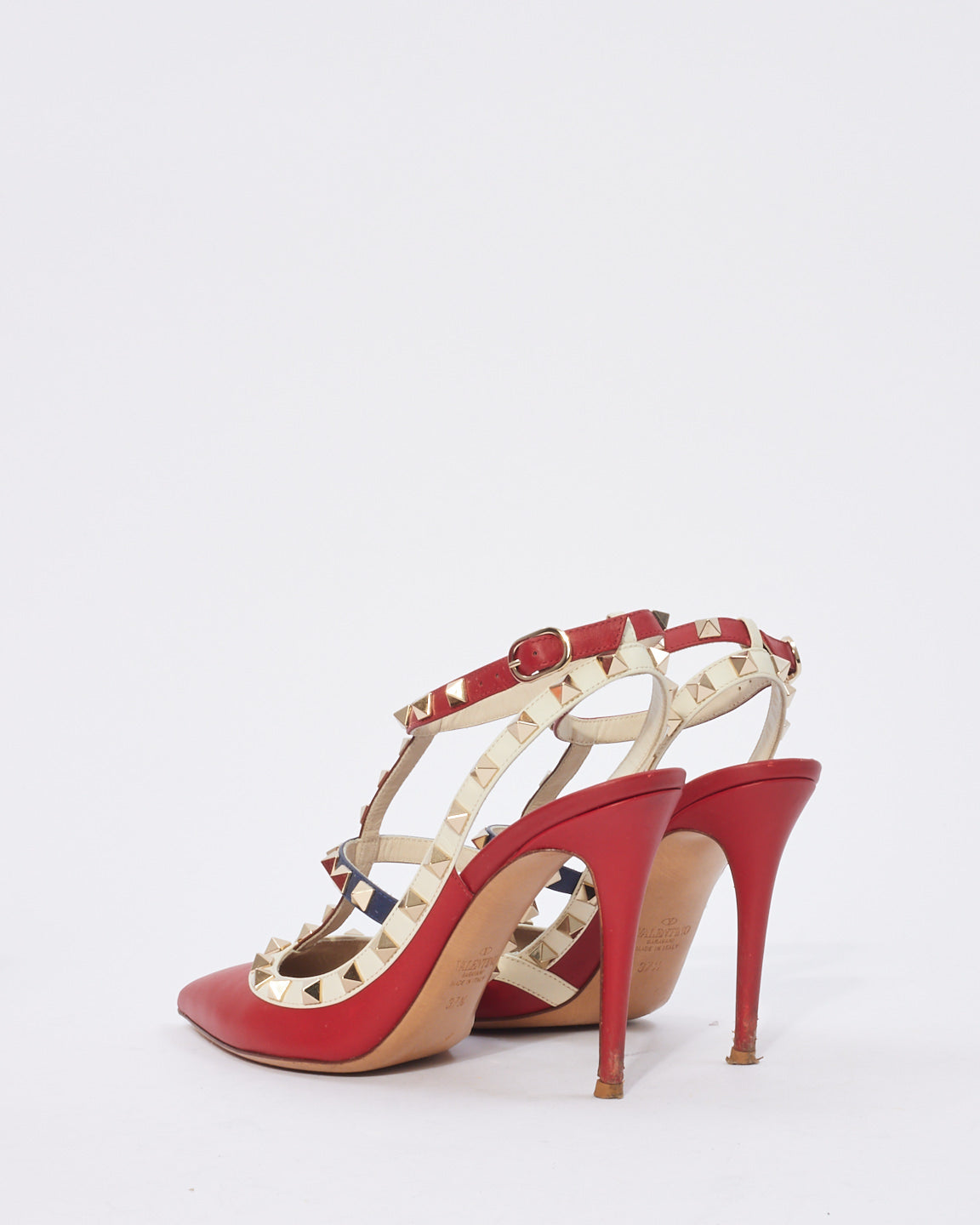 Valentino Red Rockstud Strap Sandal Heel - 37.5