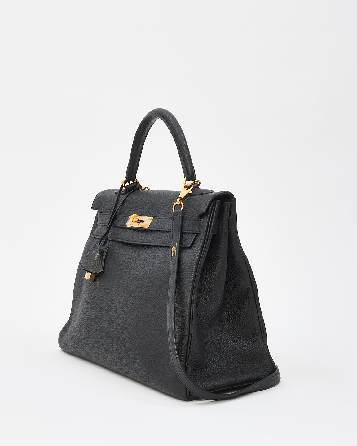 Hermès Black Togo Leather Kelly Retourne 35 with Gold Hardware