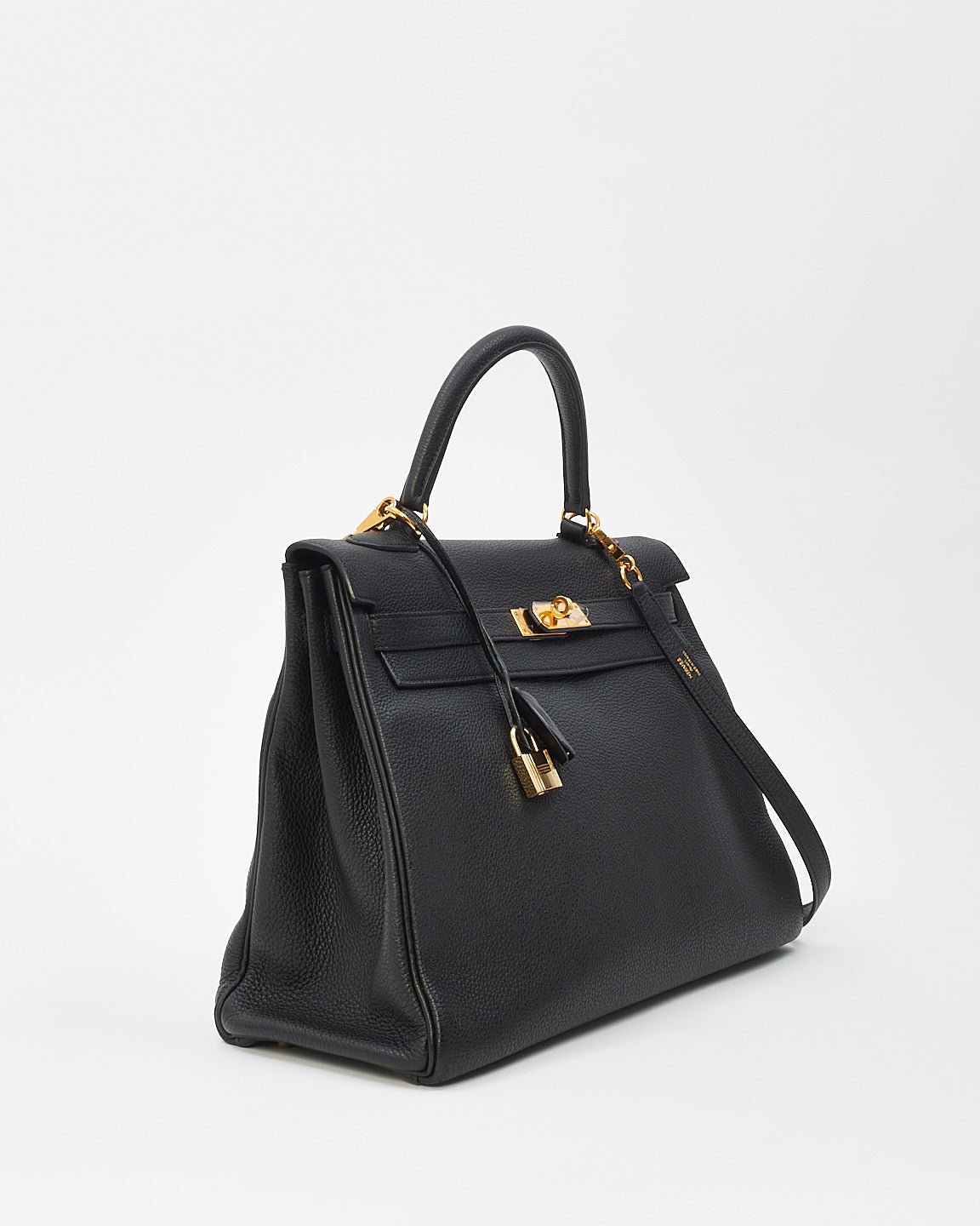 Hermès Black Togo Leather Kelly Retourne 35 with Gold Hardware