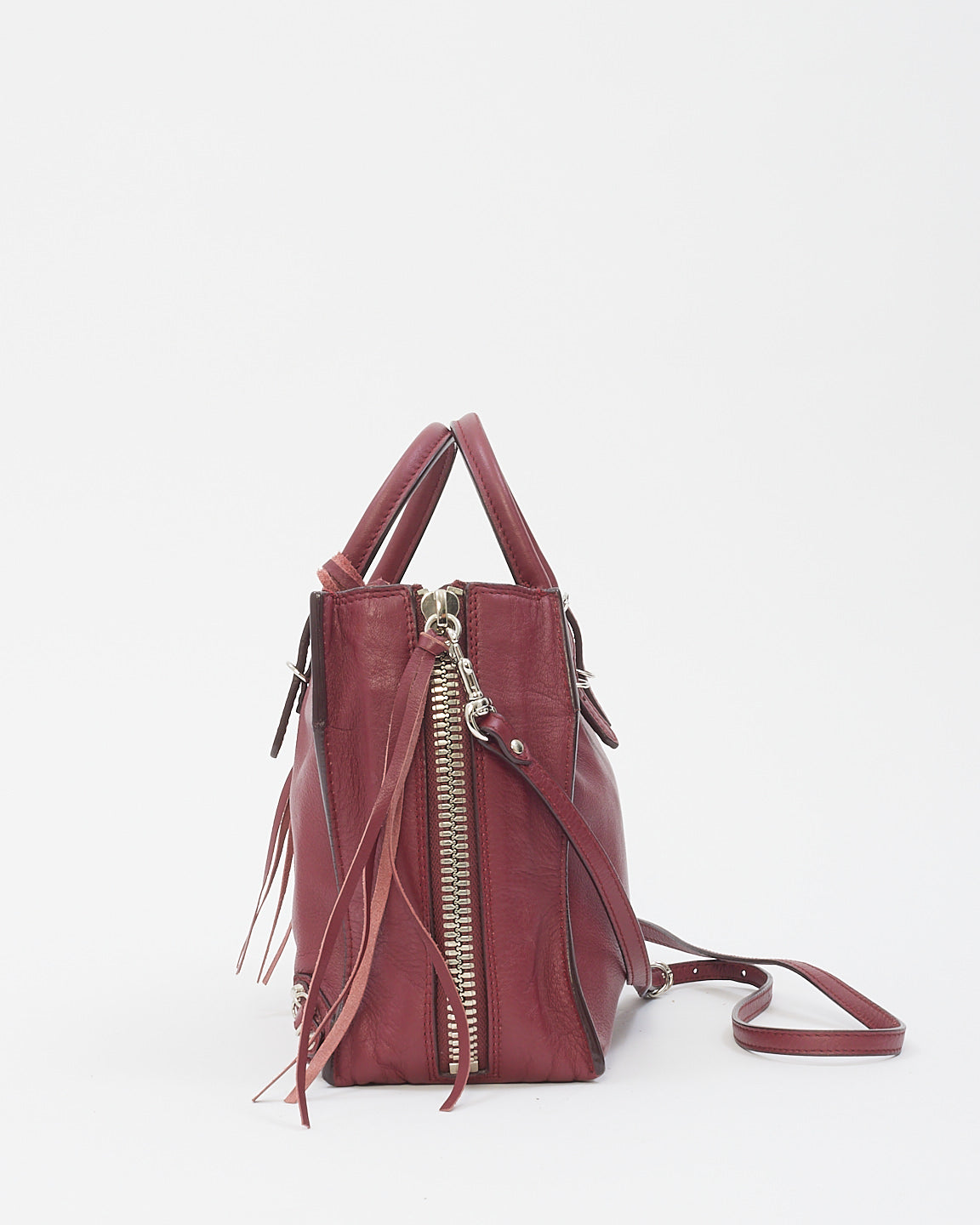 Balenciaga Burgundy Leather Mini Papier A6 Zip Around Tote Bag