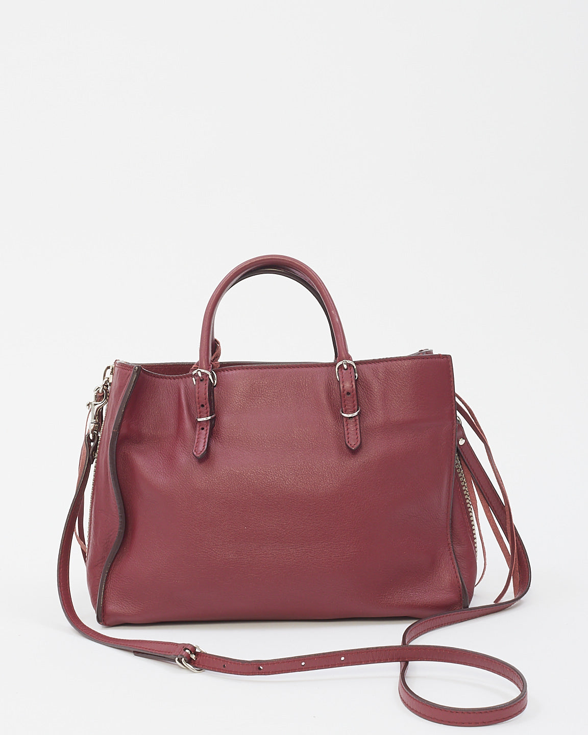 Balenciaga Burgundy Leather Mini Papier A6 Zip Around Tote Bag