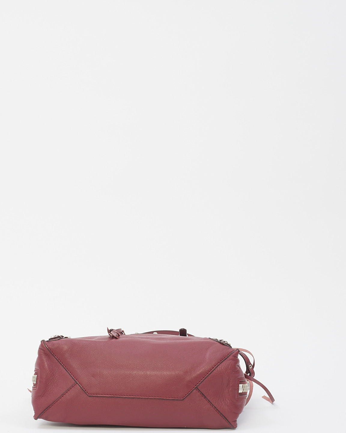 Balenciaga Burgundy Leather Mini Papier A6 Zip Around Tote Bag