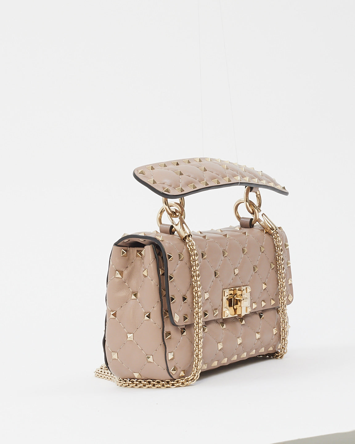 Valentino Dusty Pink Leather Rockstud Spike Small Shoulder Bag