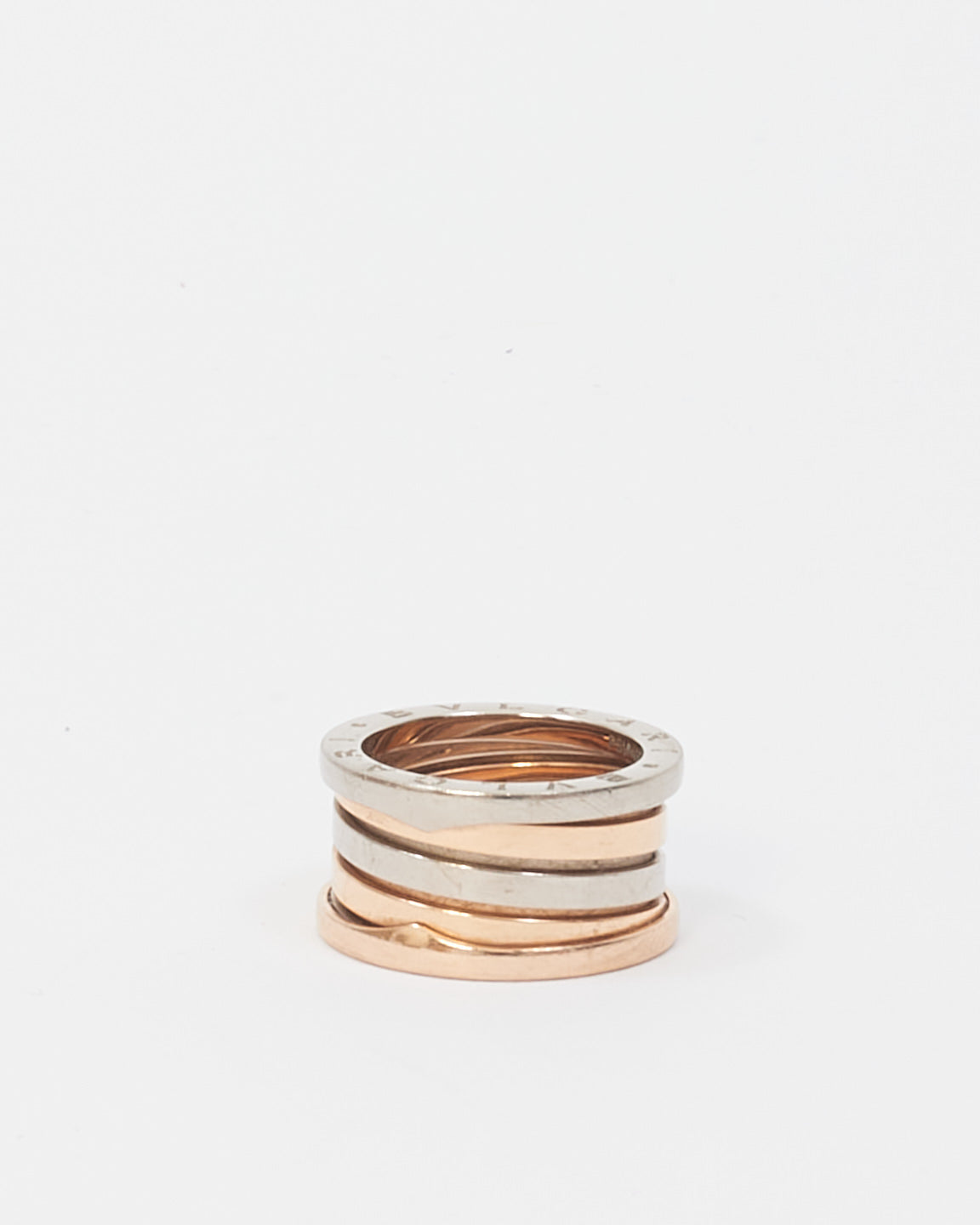 Bulgari Rose Gold & White Gold B Zero Ring - 53