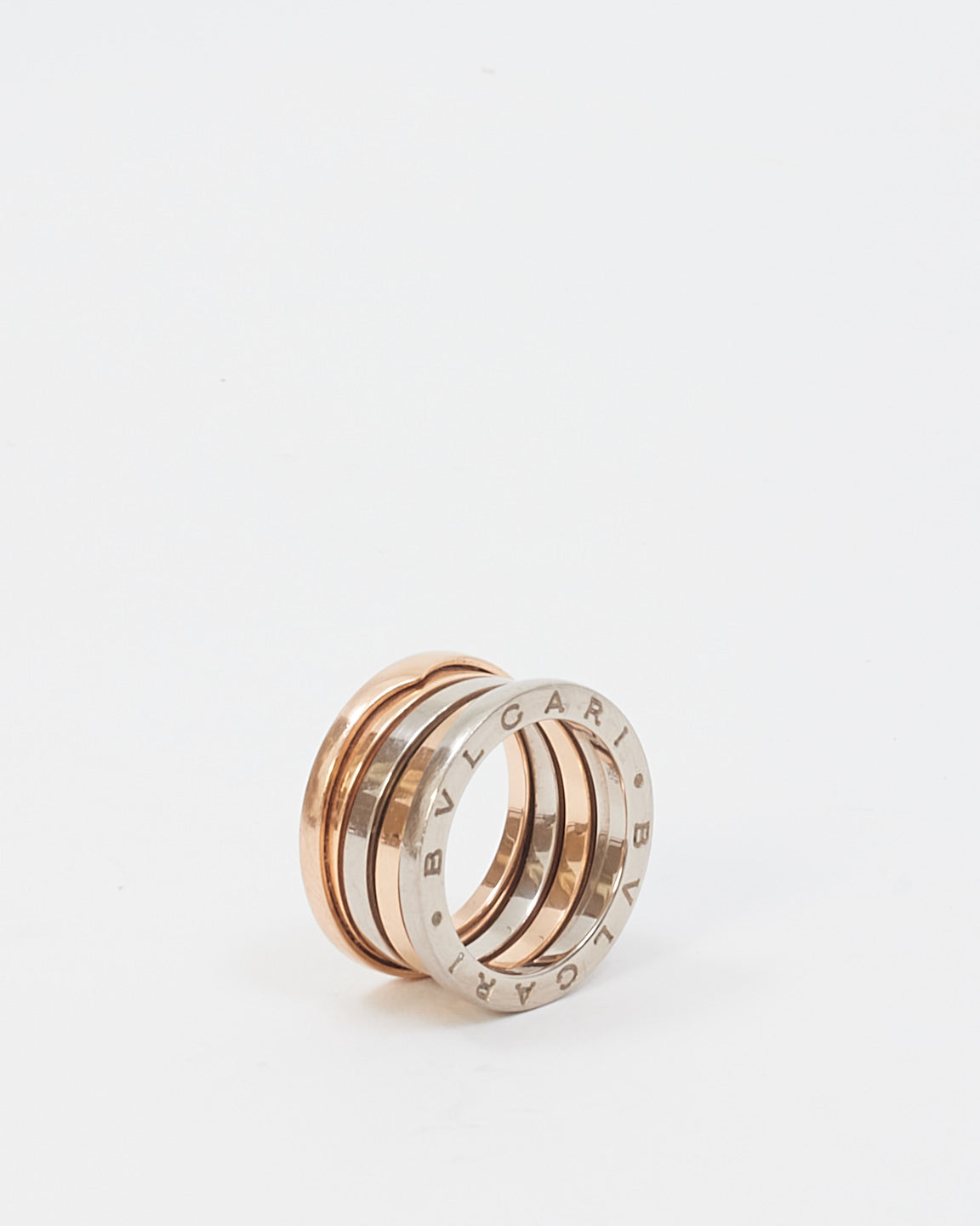 Bulgari Rose Gold & White Gold B Zero Ring - 53